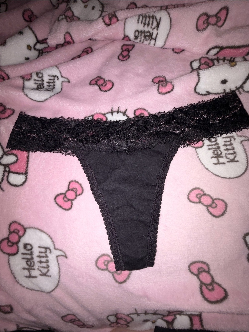 Black Lace Waistband Thong